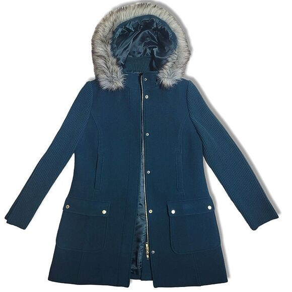 Talbots Green Wool Faux Fur Hooded Parka Coat | Poshmark