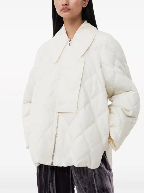 GANNI pointed-collar Diamond Quilting Jacket  - Farfetch | Farfetch Global