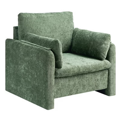 Modern Upholstered Accent Chair with Armrests Thick Cushion for Living Room Bedroom - Green | Target
