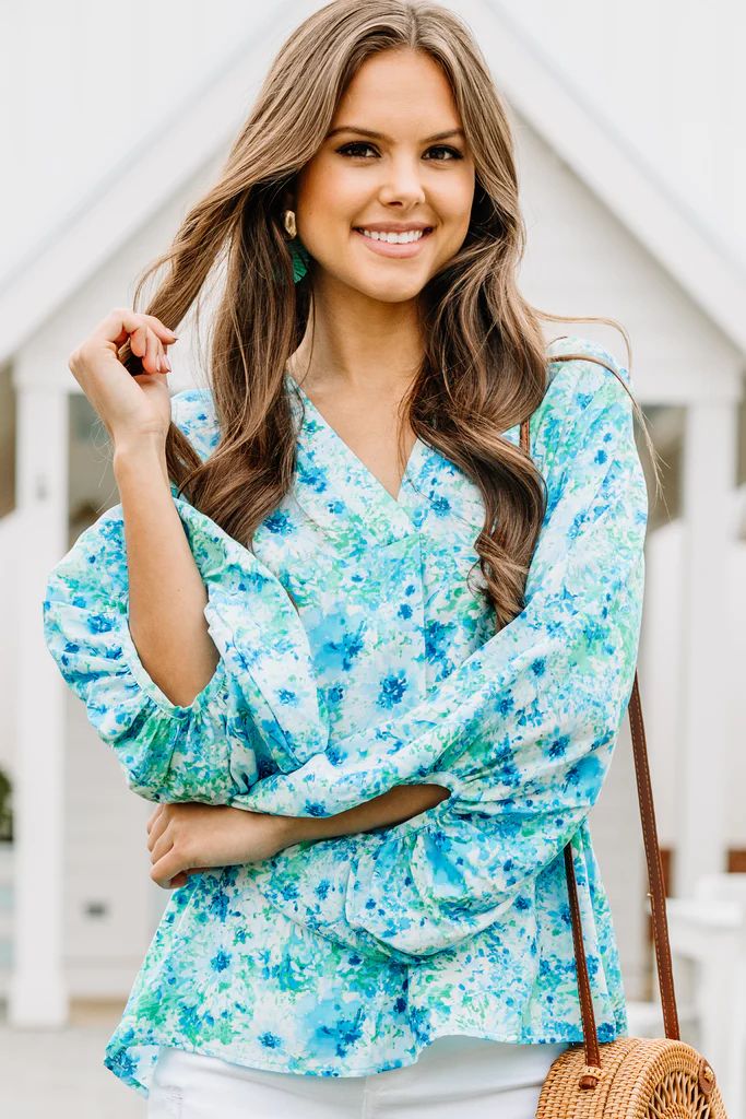 This Is For You Royal Blue Ditsy Floral Blouse | The Mint Julep Boutique