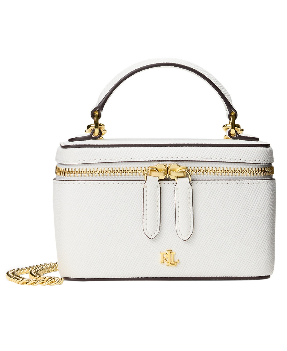 Lauren Ralph Lauren Hallee Small Leather Crossbody Bag - White | Macy's