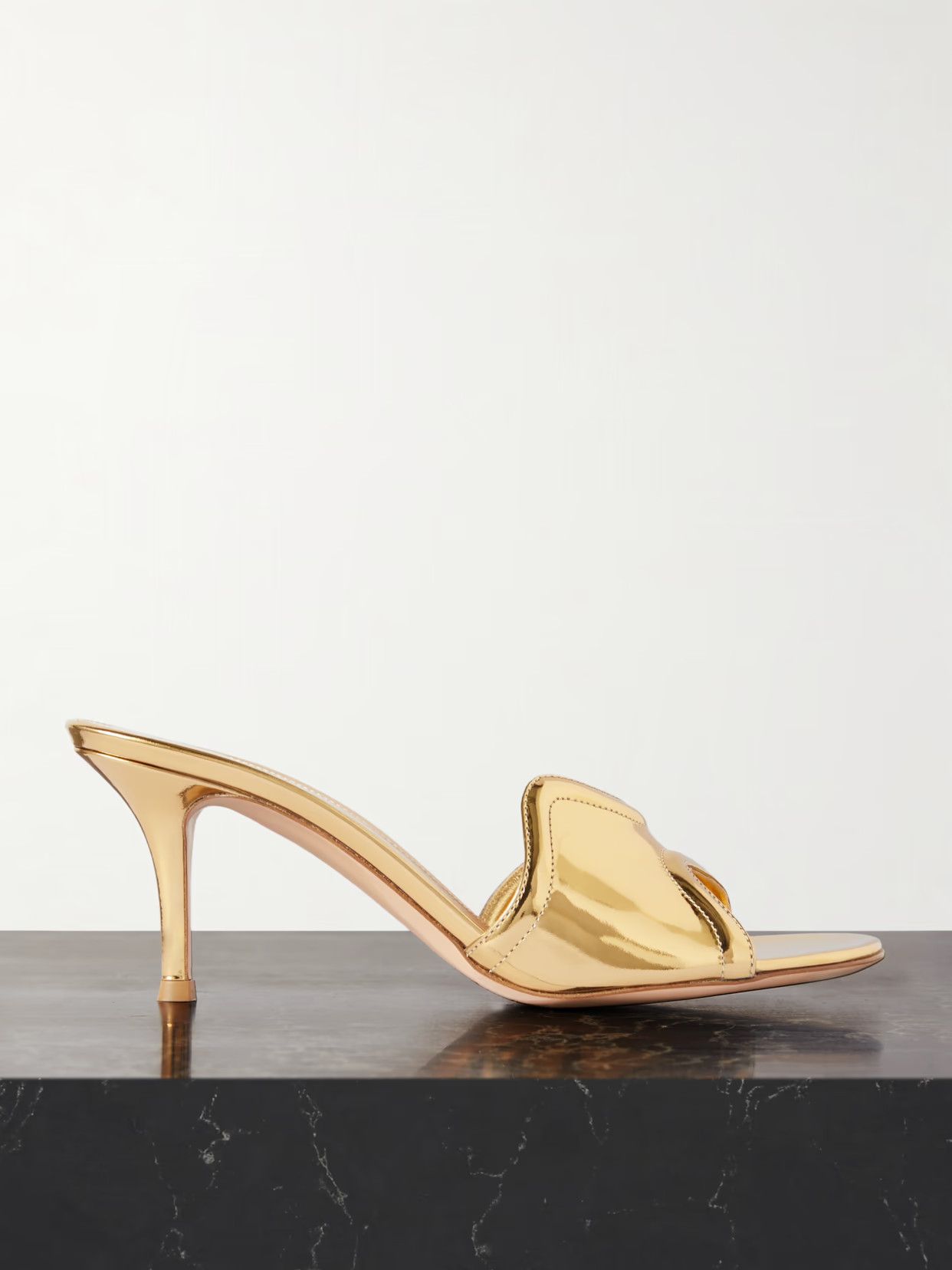Gianvito Rossi - 70 Mirrored-leather Mules - Gold | NET-A-PORTER (US)