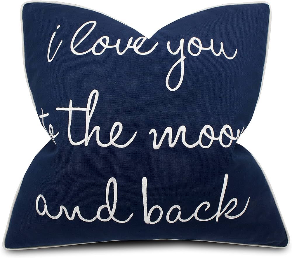 I Love You to The Moon Embroidered Square Decorative Accent Throw Pillow Case - Master Bedroom, C... | Amazon (US)