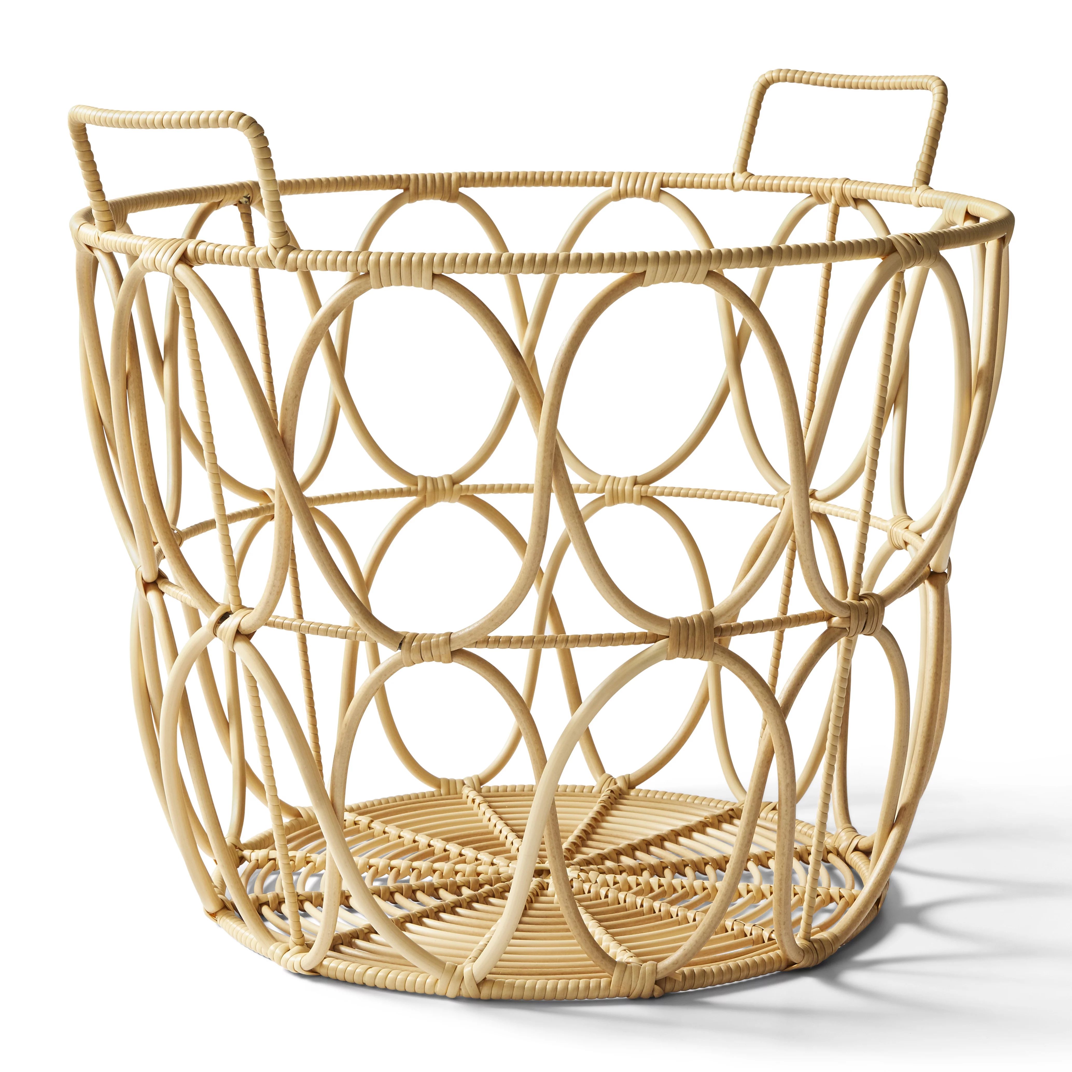 Better Homes & Gardens Large Poly Rattan Open Weave Storage Basket with Handles | Walmart (US)