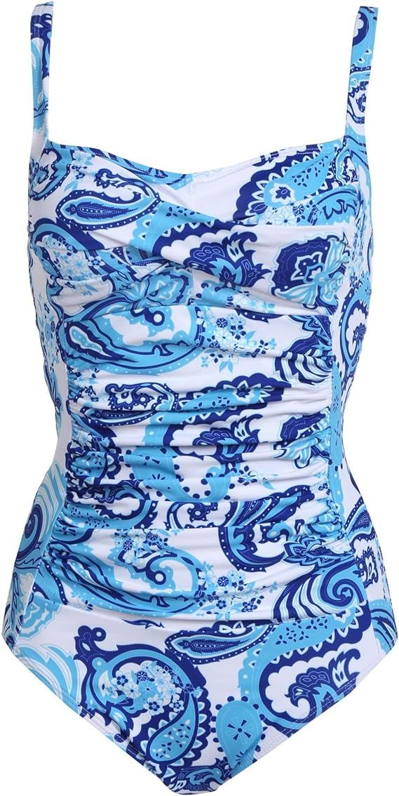 Ekouaer Womens One Piece Swimsuit Elegant Inspired Vintage Pin up Monokinis Tummy Control Swimwea... | Amazon (US)
