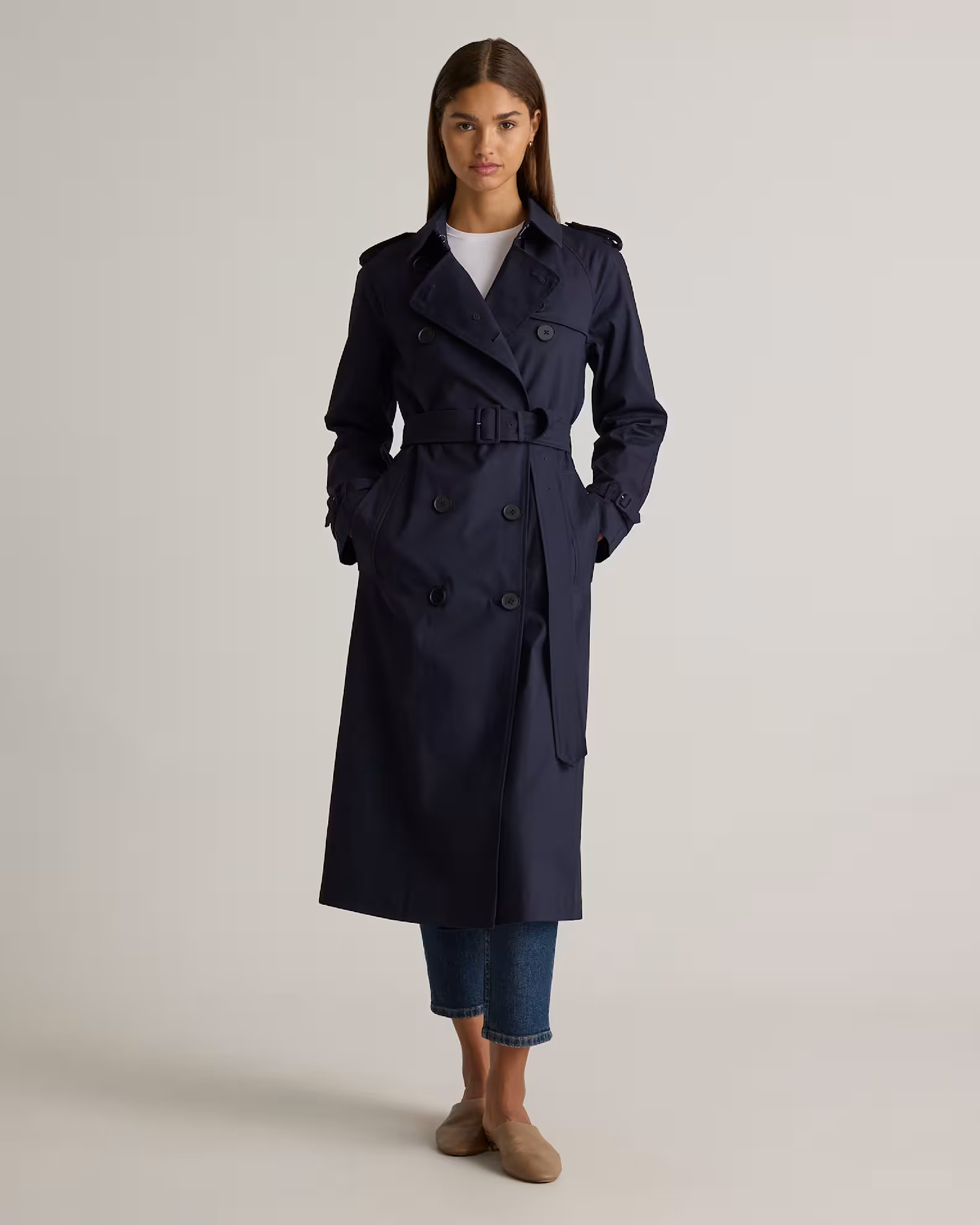 Comfort Stretch Long Trench Coat | Quince