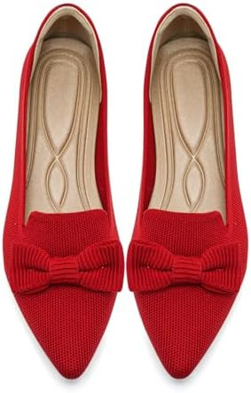 Flats for Women Mesh Ballet Flats with Bow Pointed Toe Dressy Comfortable Knit Breathable for Wor... | Amazon (US)