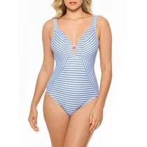 Time and Tru Women's Mini Stripe One Piece Swimsuit | Walmart (US)