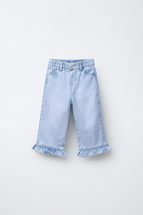 RUFFLED HEM CULOTTE JEANS | Zara US