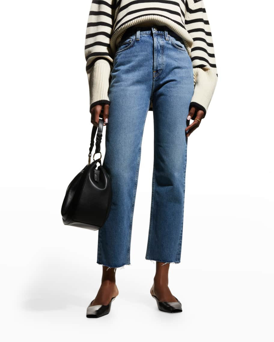 Toteme Classic Cut Raw-Hem Ankle Jeans | Neiman Marcus