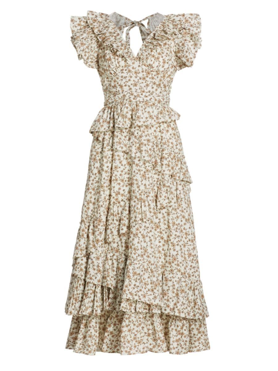 EN SAISON Gianna Ruffle Midi-Dress | Saks Fifth Avenue