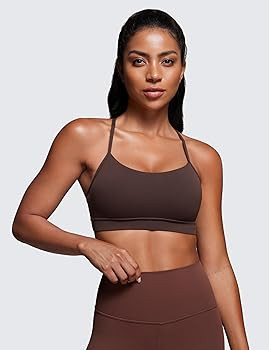 CRZ YOGA Butterluxe Womens Y Back Sports Bra - Padded Racerback Low Impact Spaghetti Thin Strap W... | Amazon (US)