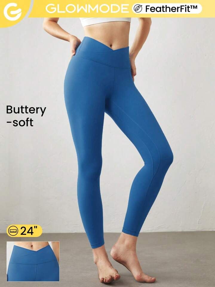 GLOWMODE 24" FeatherFit™ Crossover Leggings | SHEIN USA | SHEIN