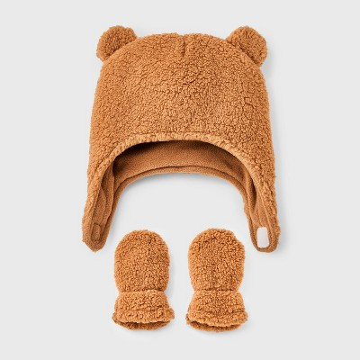 Baby Bear Hat and Mitten Set - Cat & Jack™ Brown | Target