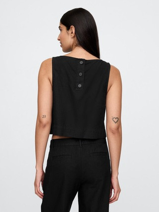 Linen-Blend Crop Shell Tank Top | Gap (US)