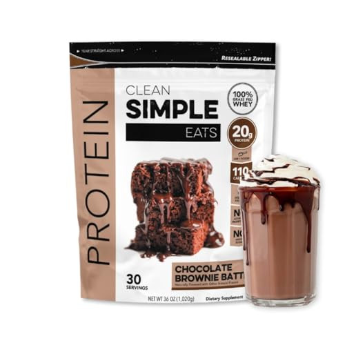 Clean Simple Eats Chocolate Brownie Batter Whey Protein Powder, Natural Sweetened and Cold-Processed 20 Grams of Protein (30 Servings) | Amazon (US)
