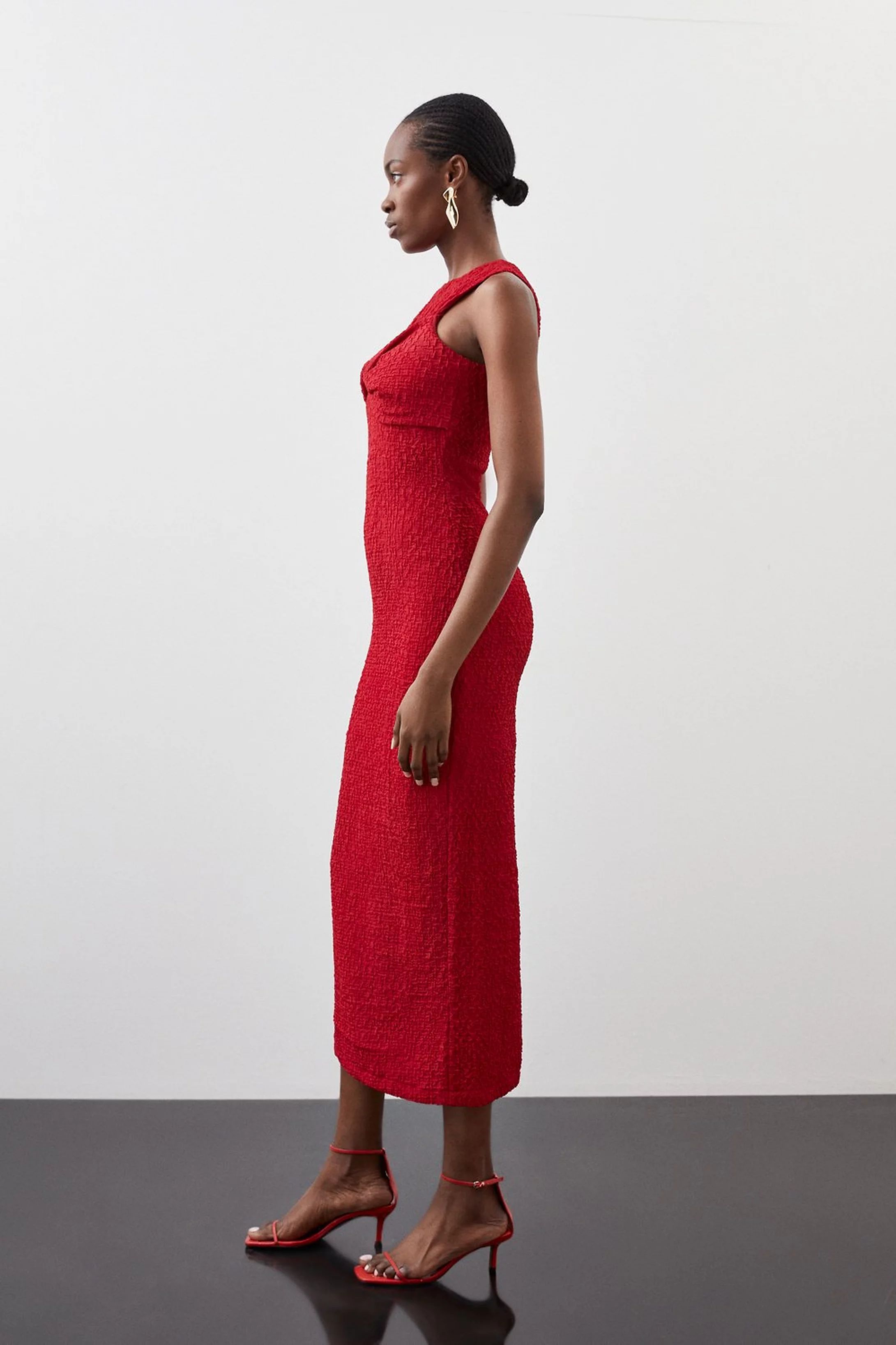 Crinkle Jersey Sleeveless Midi Dress | Karen Millen US
