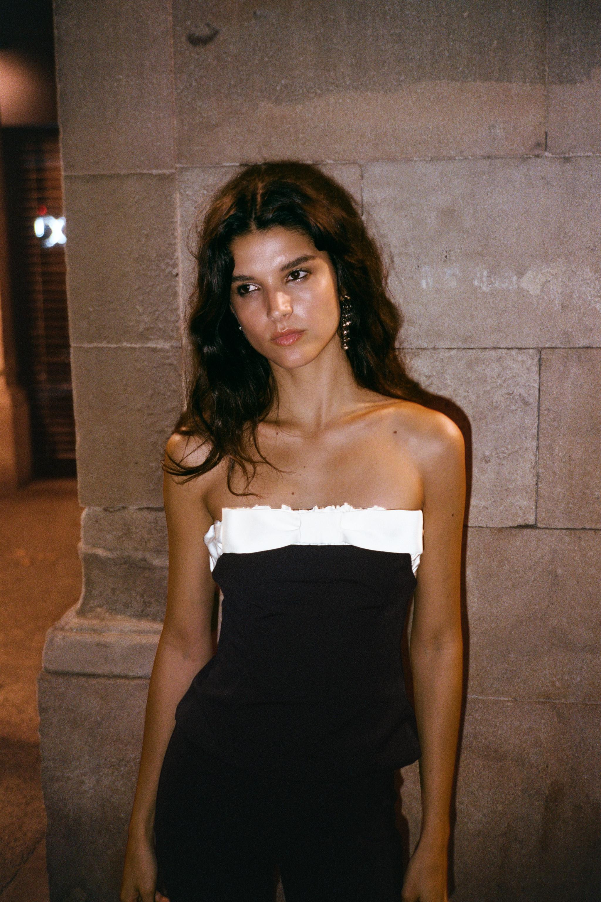 CONTRAST BOW BUSTIER TOP | Zara US