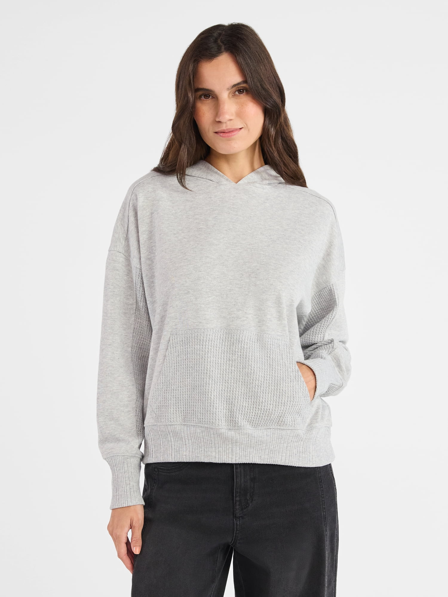 Time and Tru Mixed Media Hoodie, Size XS-XXXL | Walmart (US)