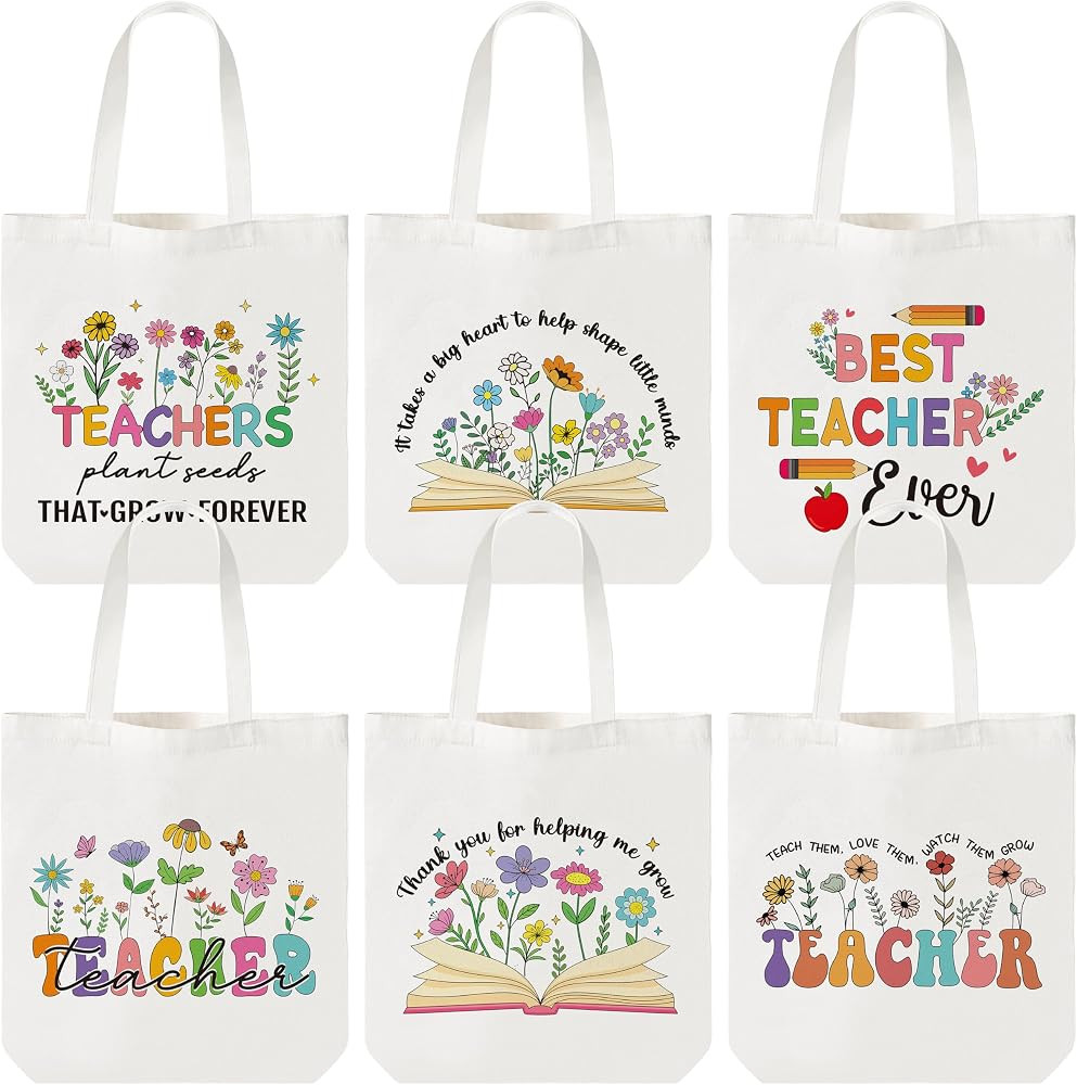 Y1tvei Teacher Appreciation Gift Canvas Tote Bags - Birthday Party Gifts for Teacher, End of Year... | Amazon (US)