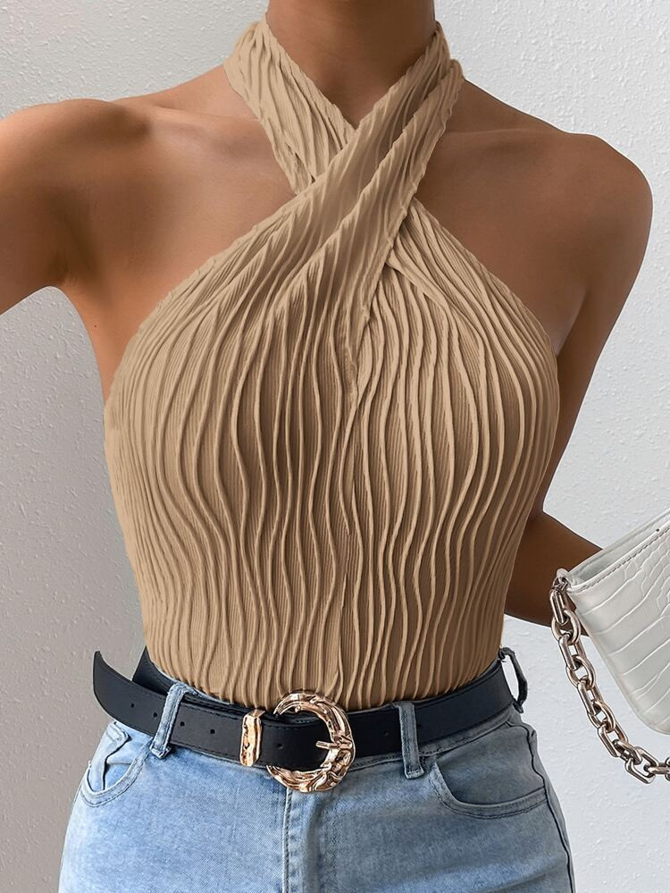 SHEIN Unity Criss Cross Front Halter Top | SHEIN