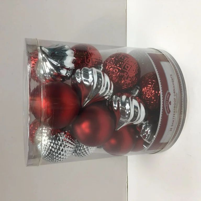 Holiday Time Red, Silver & White Shatterproof Christmas Ornaments, 26 Count: | Walmart (US)