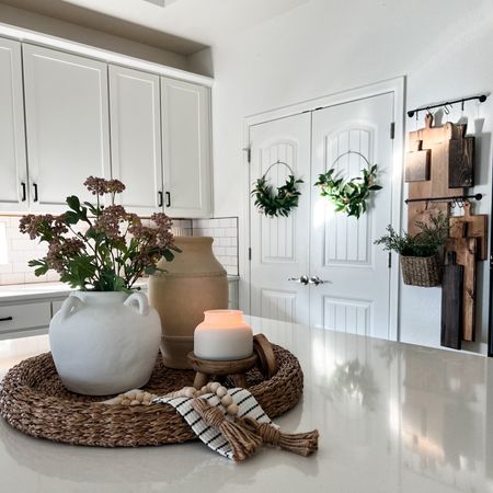 Kitchen island decor 💕 basket and white vase is from homegoods! 

#LTKhome #LTKMostLoved
