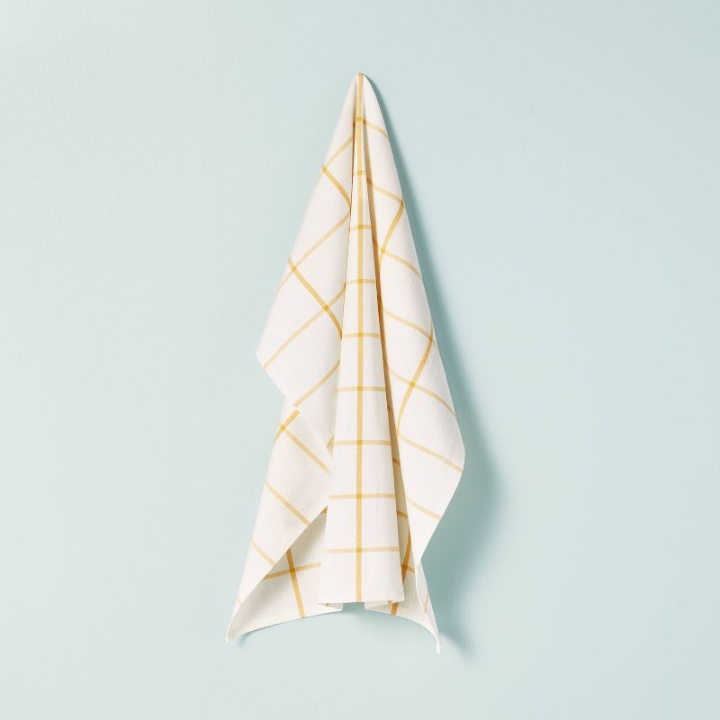 Grid Lines Flour Sack Kitchen Towel Gold/Cream - Hearth &#38; Hand&#8482; with Magnolia | Target