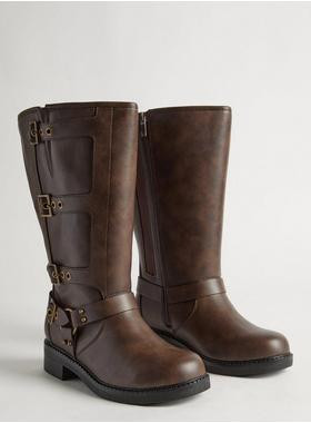 Multi Buckle Moto Knee Boot (WW) | Torrid (US & Canada)