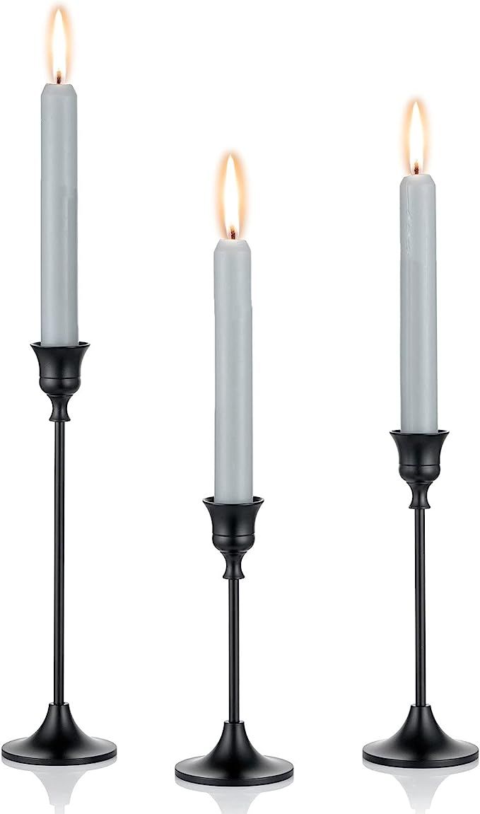 Romadedi Candlestick Holder Matte Black Candle Holder Set of 3 Decorative Candle Holder for Taper... | Amazon (CA)