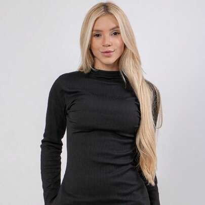 Blusa Feminina Manga Longa Gola Alta Inverno | SHEIN