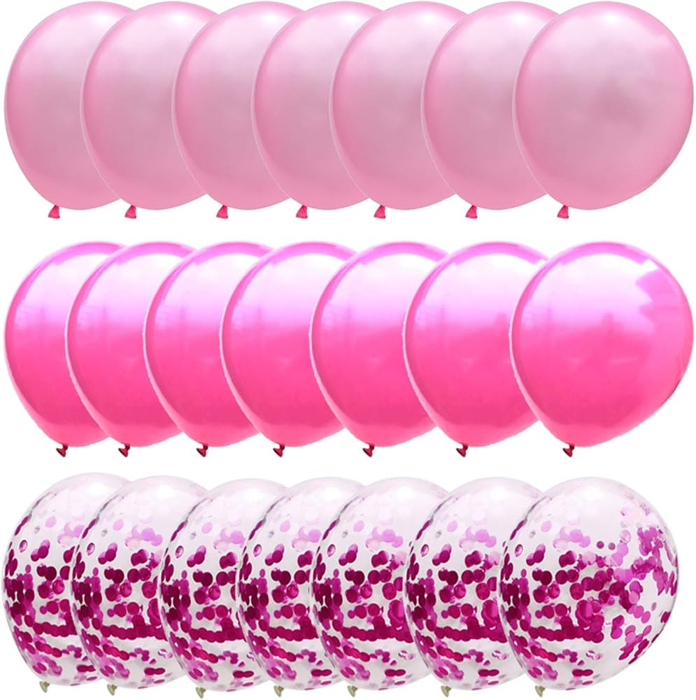 Confetti Balloons Hot Pink - Metallic Dark Pink Balloons for Girls Birthday Fushia Bridal Baby Sh... | Amazon (US)