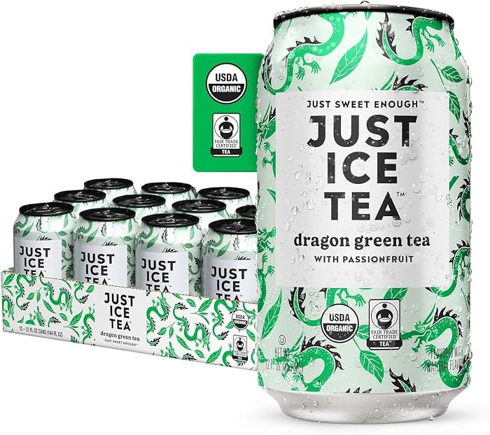 Just Ice Tea, Dragon Green Iced Tea, 12-Pack (12oz Cans), Green Tea, USDA Certified Organic, Real... | Amazon (US)