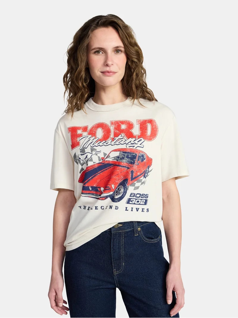 Ford Mustang Women's Graphic Tee with Short Sleeves, Sizes XXS-XXL | Walmart (US)