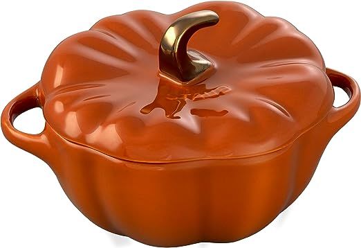 STAUB Ceramic 0.75-qt Petite Ceramic Pumpkin, Oven & Stove Safe up to 572°F, Pumpkin Dish, Ceram... | Amazon (US)