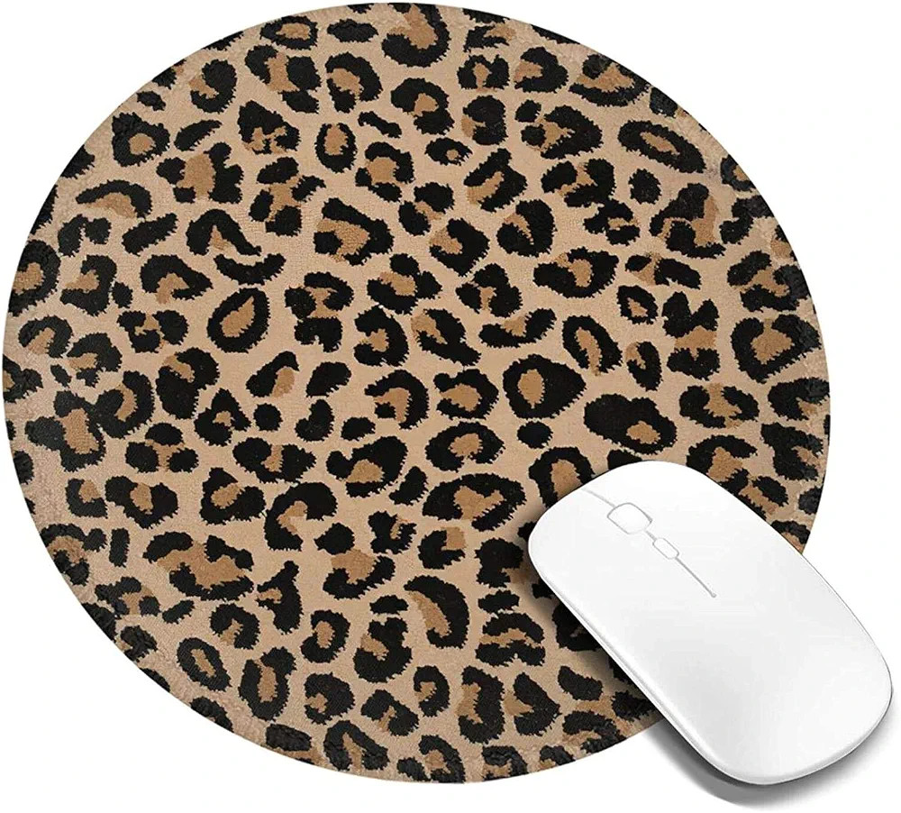 Leopard Print Mouse Pad for Desk with Non-Slip Rubber Base Office Computer Round Mousepad Mouse M... | Amazon (UK)