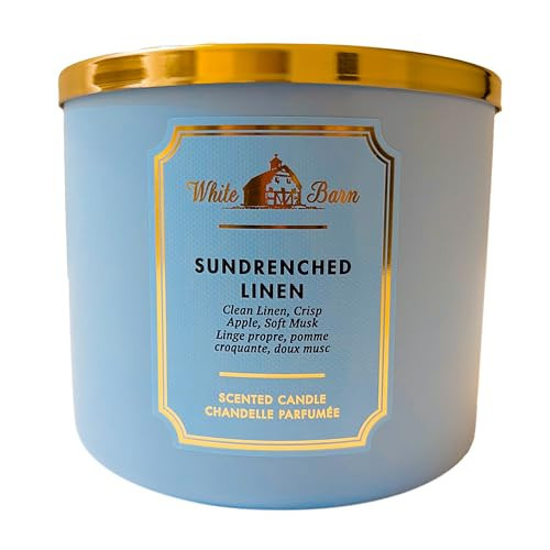 Bath & Body Works, White Barn 3-Wick Candle w/Essential Oils - 14.5 oz - New Core Scents! (Sundrenched Linen) | Amazon (US)
