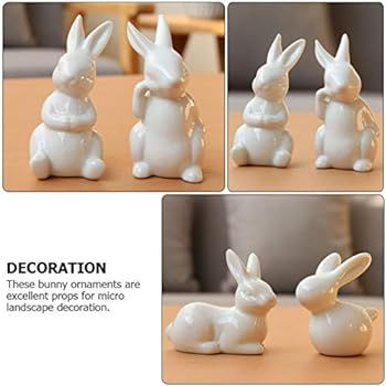 BESPORTBLE 5pcs White Easter Bunny Figurines Easter Ornaments Rabbit Fairy Garden Miniature Figur... | Amazon (US)