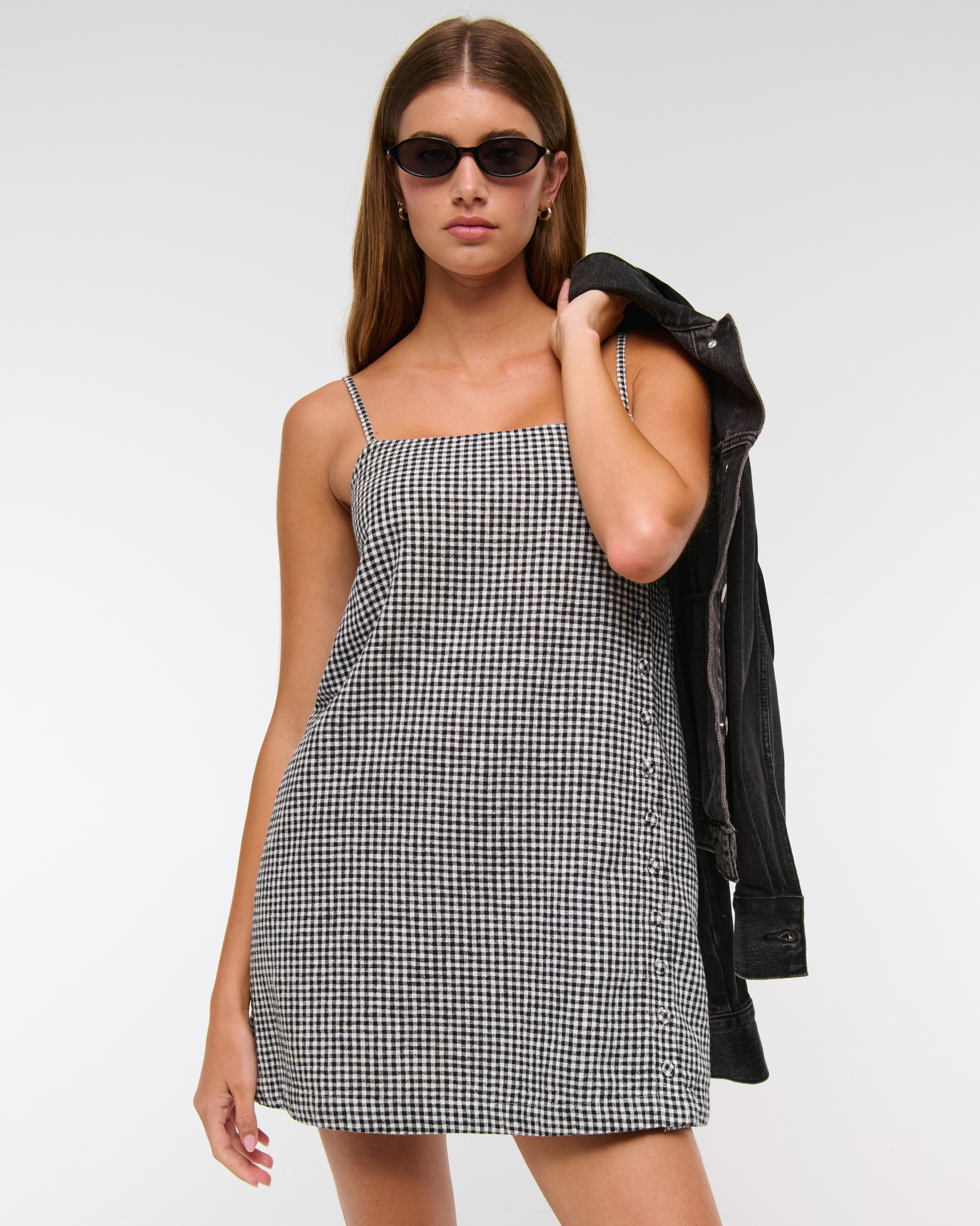 Linen-Blend Button Skort | Abercrombie & Fitch (US)