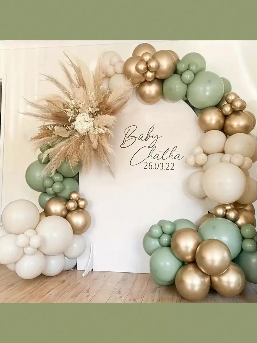 137pcs Sage Green, Sand And Ivory Latex Balloon Garland Kit For Birthday, Wedding, Shower, Gender... | SHEIN