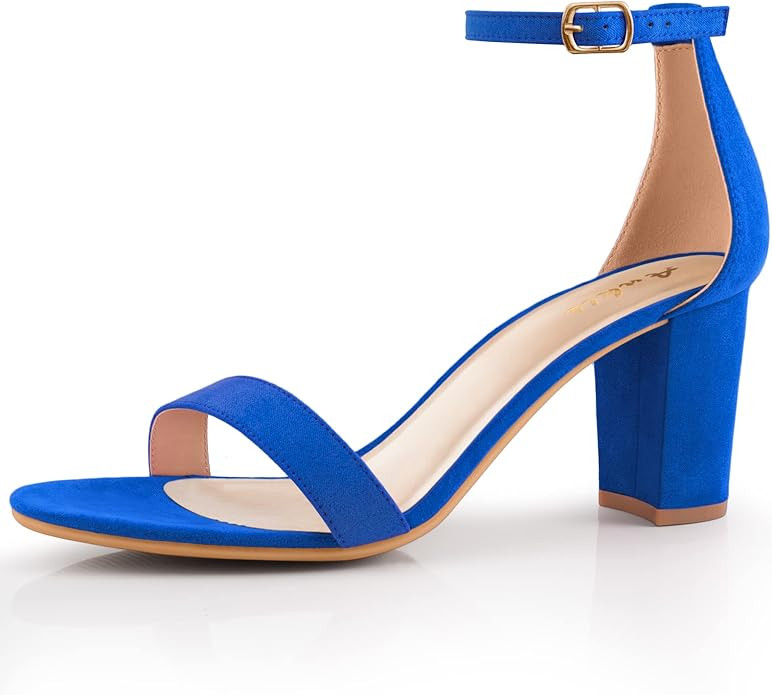 Ankis Heels for Women Open Toe Ankle Strap Chunky Heel Sandals 2.75 Inch | Amazon (US)