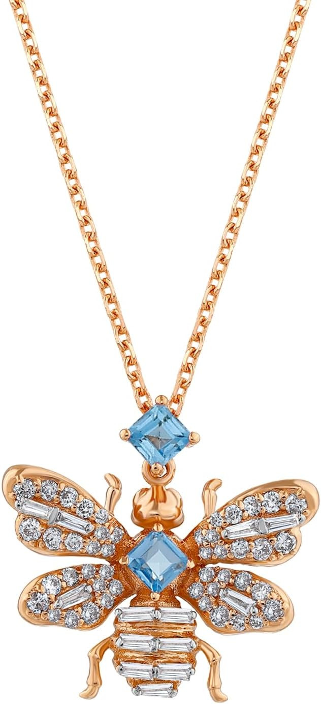 Amazon.com: Bee Goddess, Queen Bee Artemis Gold Diamond Necklace, Rosegold : Clothing, Shoes & Je... | Amazon (US)