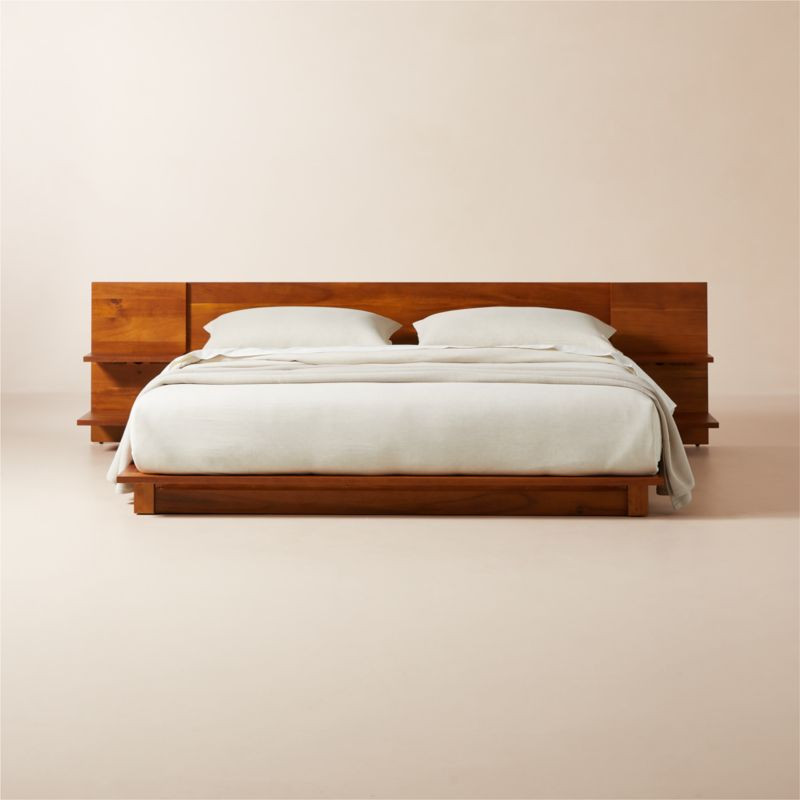 Andes Acacia Wood Platform King Bed with Nightstands + Reviews | CB2 | CB2