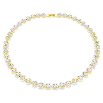 Una Angelic Tennis necklace, Round cut, White, Gold-tone plated by SWAROVSKI | SWAROVSKI