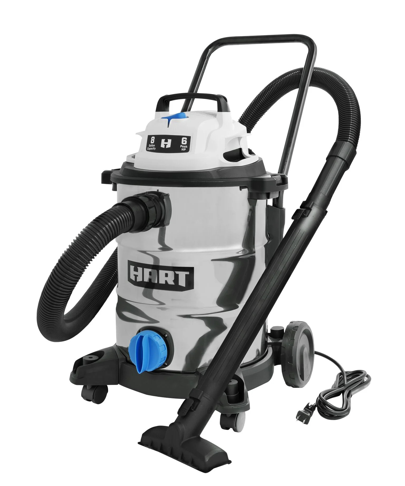 HART 8 Gallon 6.0 Peak HP Stainless Steel Wet/Dry Vacuum - Walmart.com | Walmart (US)