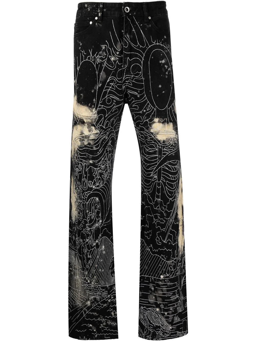 Who Decides War embroidered straight-leg jeans - Black | Farfetch Global