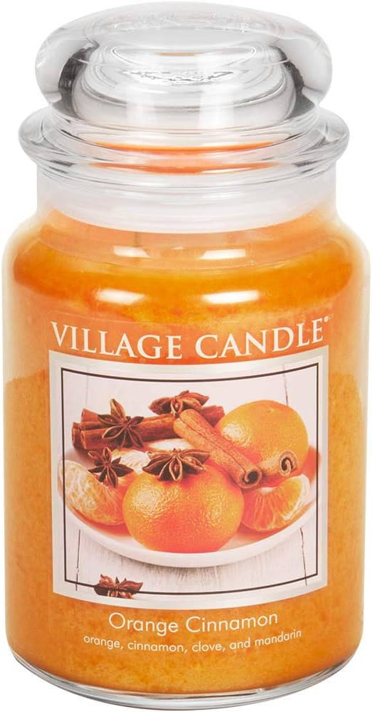 Village Candle Orange Cinnamon Large Glass Apothecary Jar Scented Candle, 21.25 oz, 21 Ounce | Amazon (US)