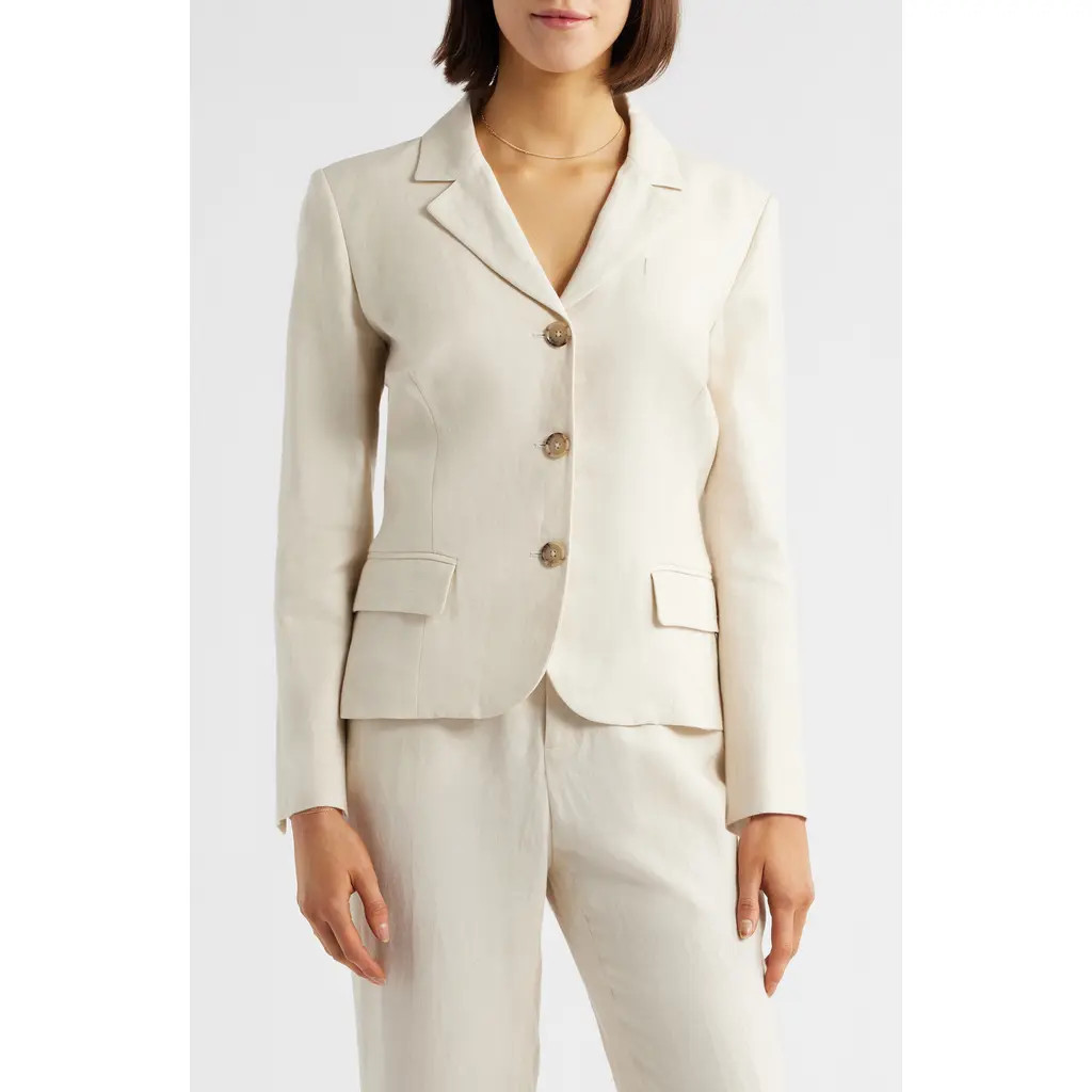 FRAME The Smart Linen Blend Blazer in White at Nordstrom Rack, Size 12 | Nordstrom Rack