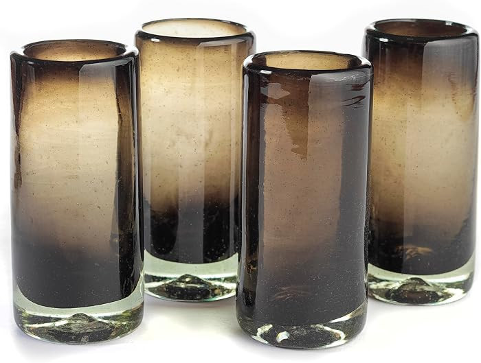 Sophisticated Mexican Shot Glasses (Set of 4) – Elegant Smoke Grey Tint – 2 oz Handcrafted Handblown Glassware – Modern Artisanal Set | Amazon (US)