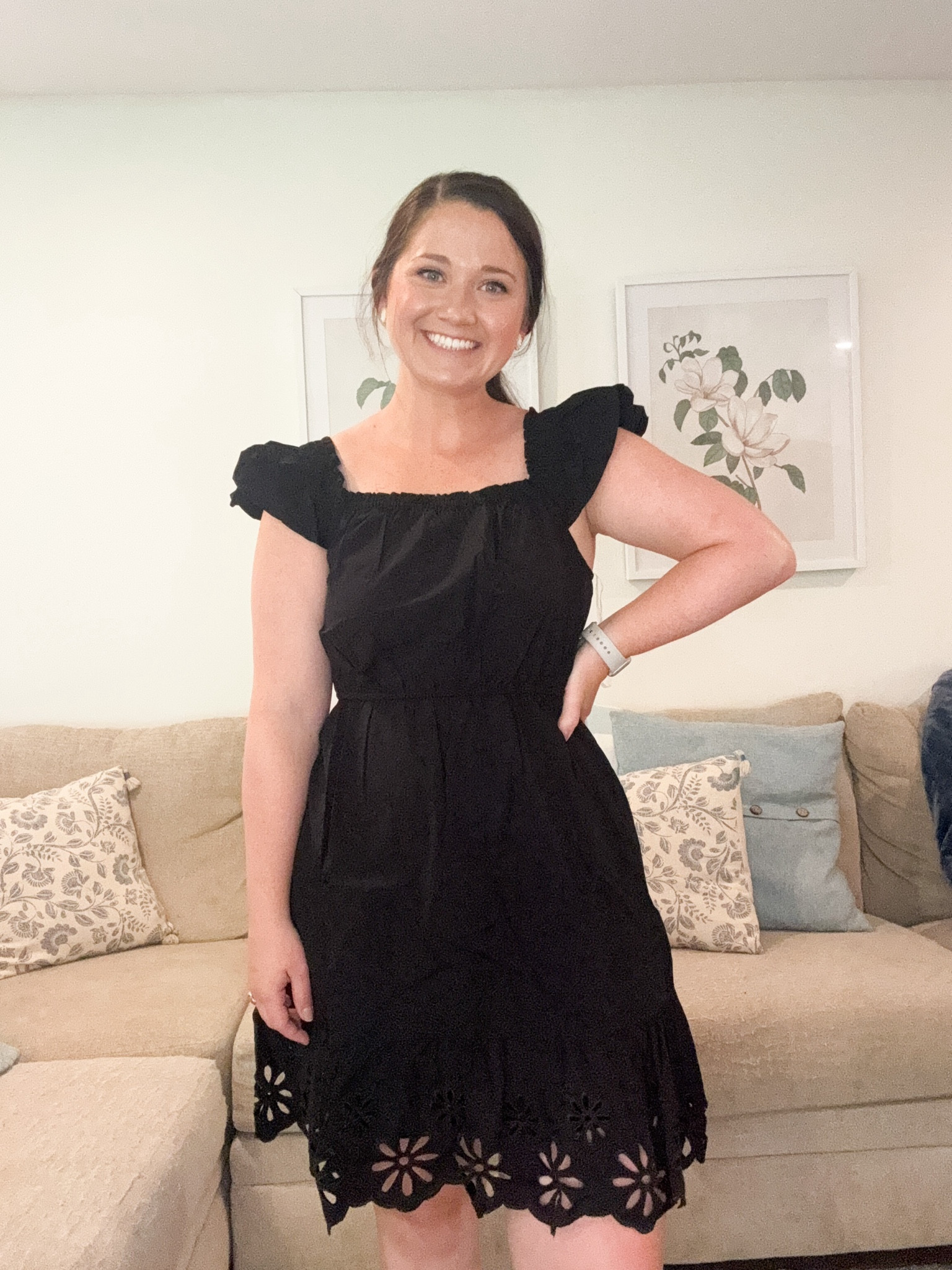 Black dress. Eyelet dress. Summer dress  